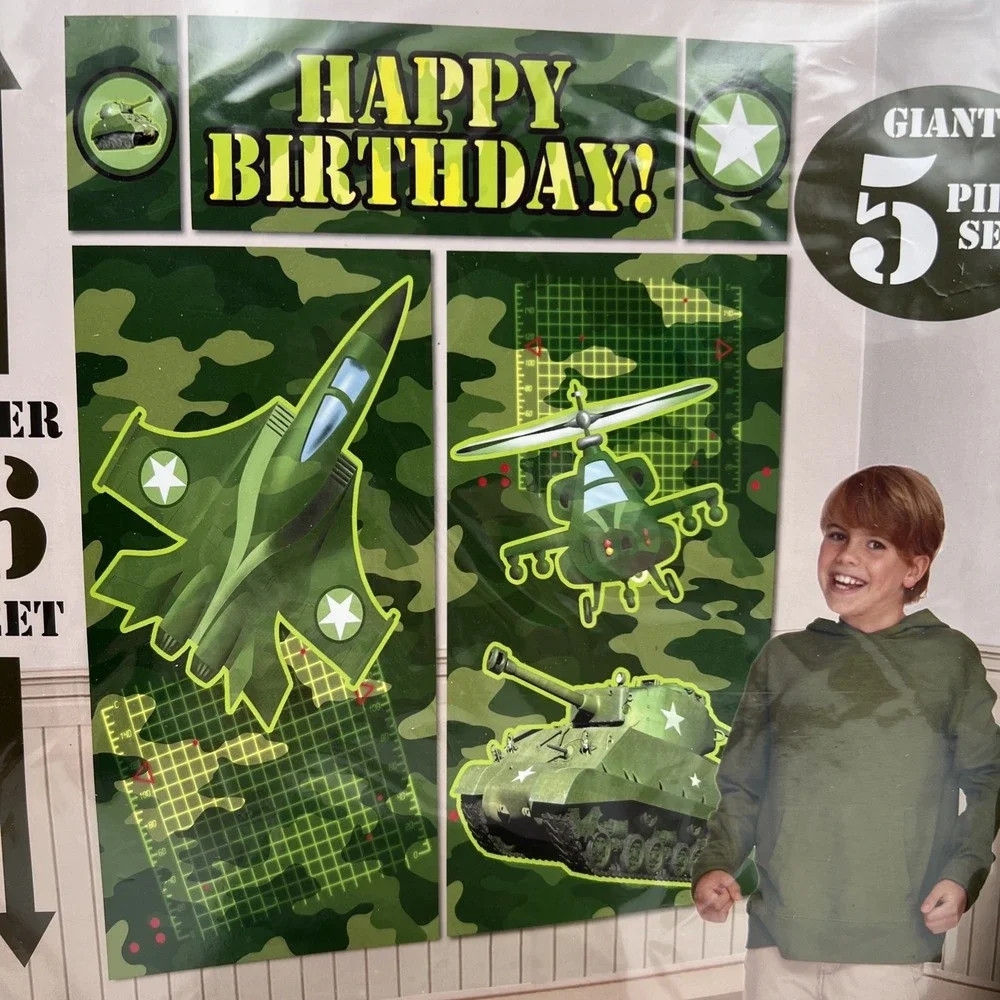 MILITARY ARMY CAMOUFLAGE‎ BIRTHDAY PARTY SET - 6 PACKAGES PARTY SUPPLIES